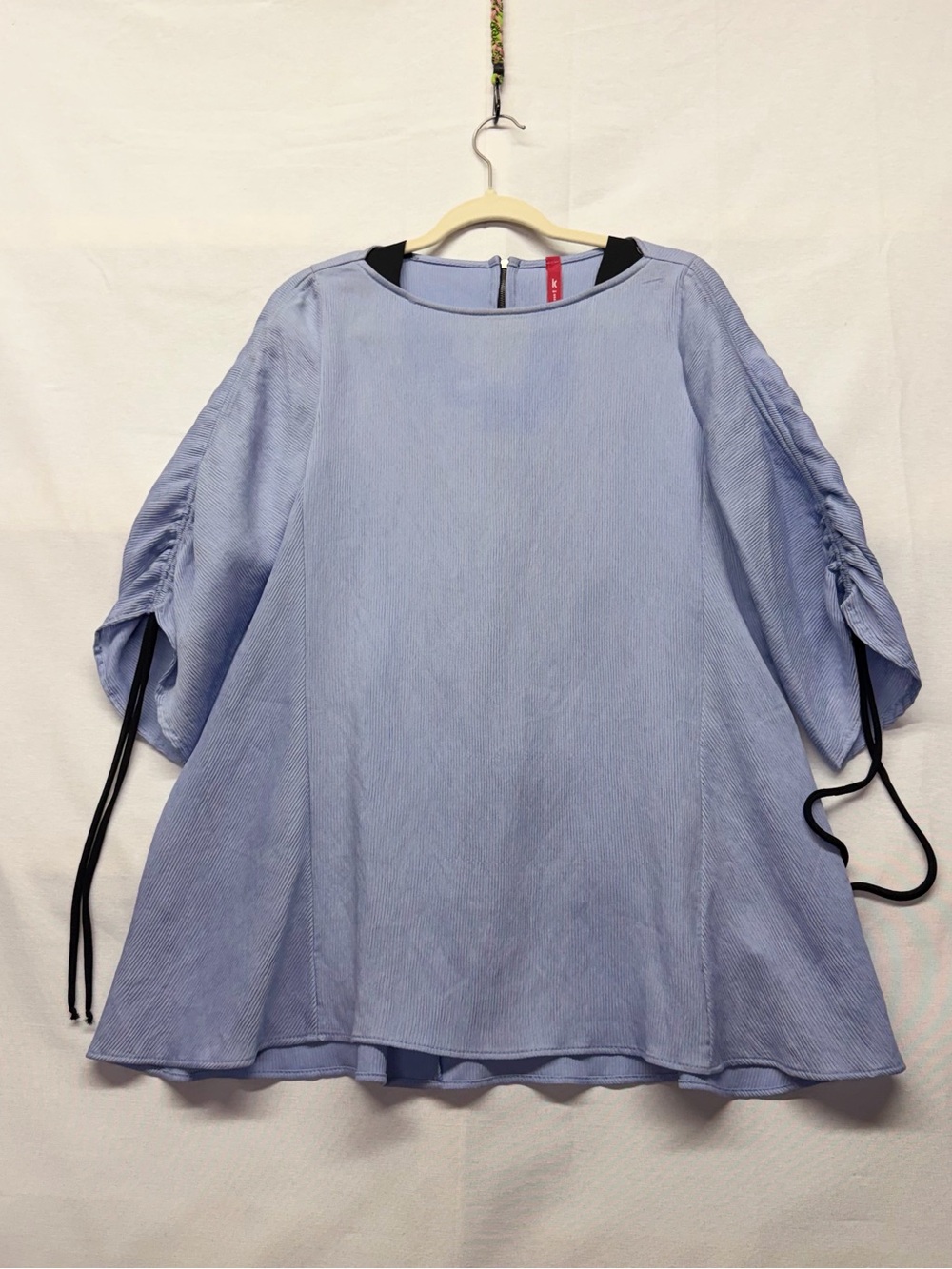 IC by Connie K Light Blue Ruched Tie-Sleeve Tunic Top by small